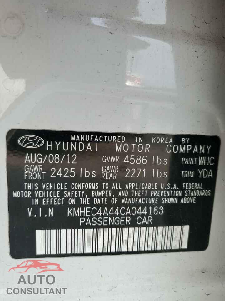 HYUNDAI SONATA 2012 - KMHEC4A44CA044163