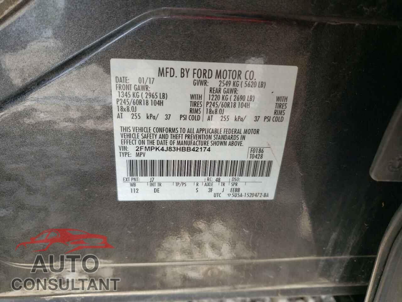 FORD EDGE 2017 - 2FMPK4J83HBB42174