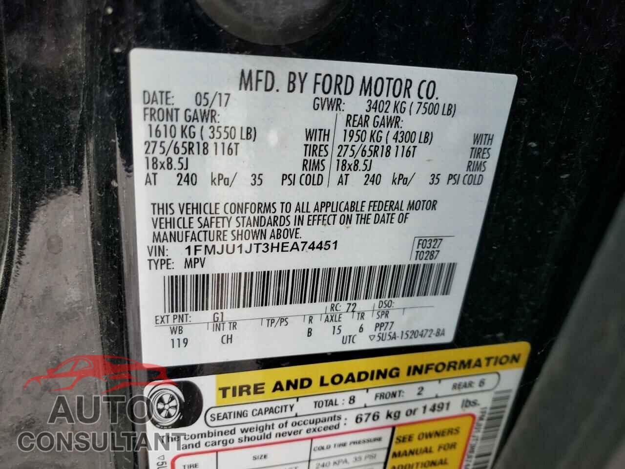 FORD EXPEDITION 2017 - 1FMJU1JT3HEA74451