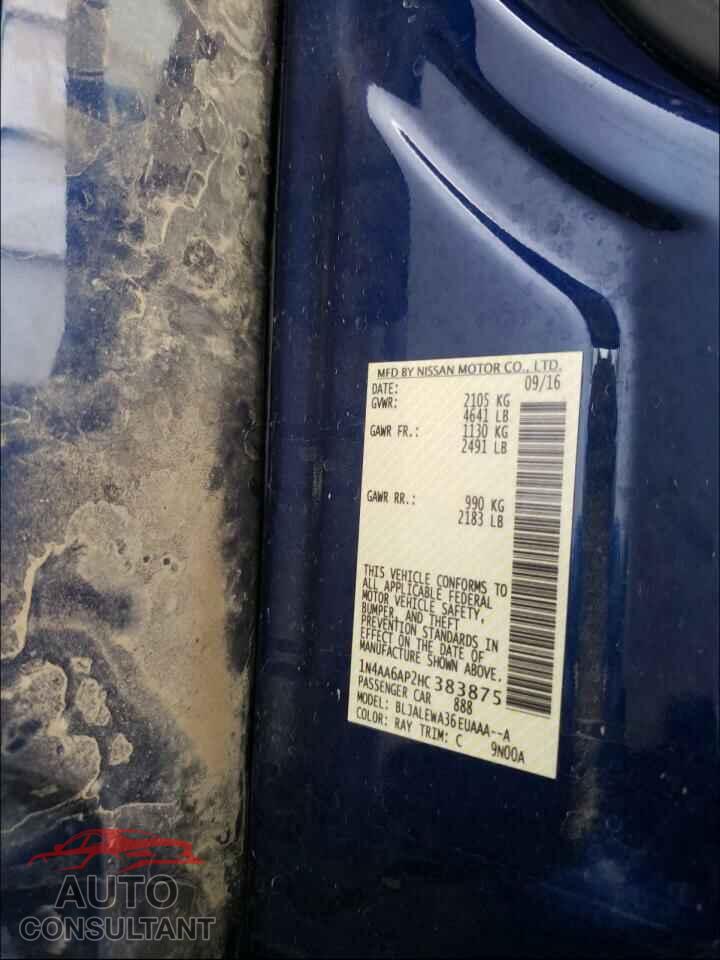 NISSAN MAXIMA 2017 - 1N4AA6AP2HC383875