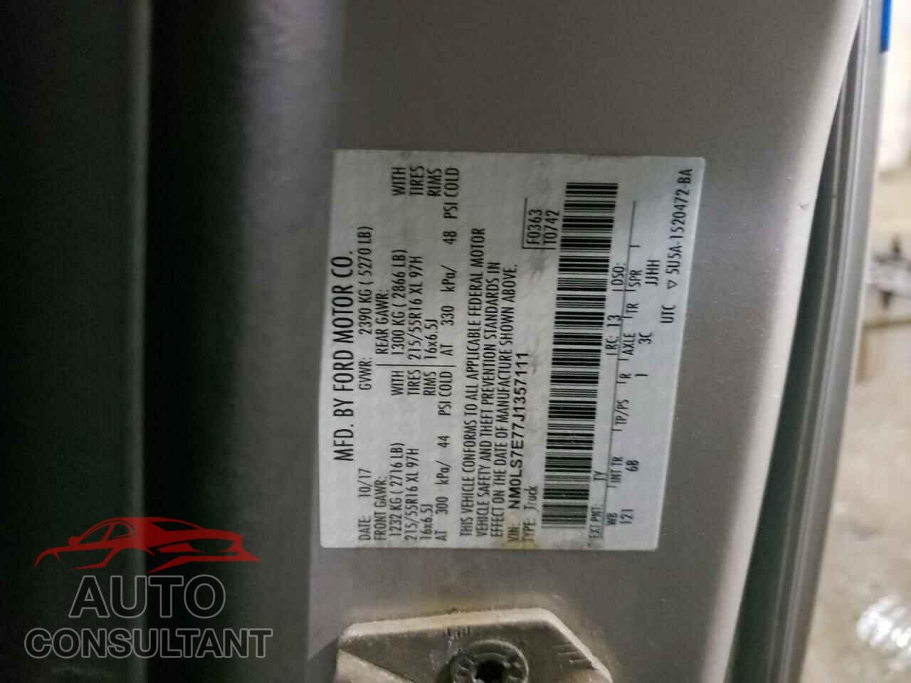 FORD TRANSIT 2018 - NM0LS7E77J1357111