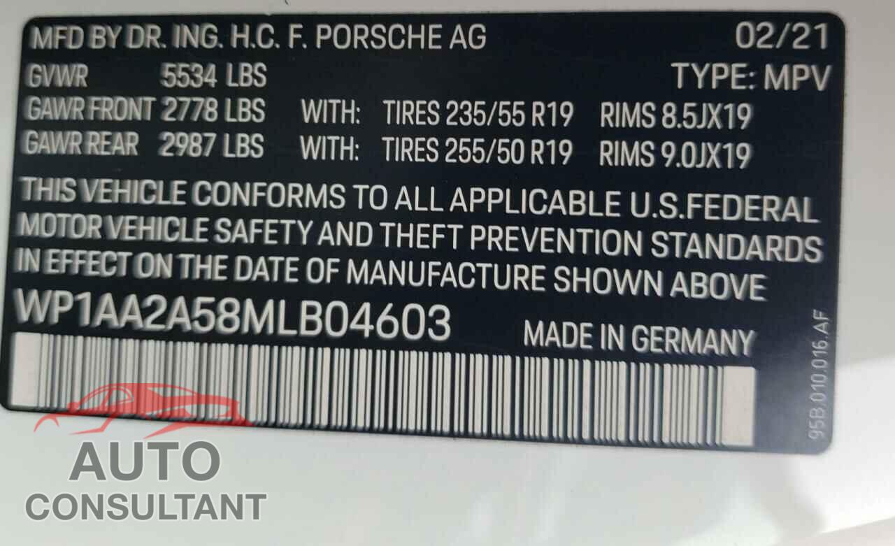 PORSCHE MACAN 2021 - WP1AA2A58MLB04603
