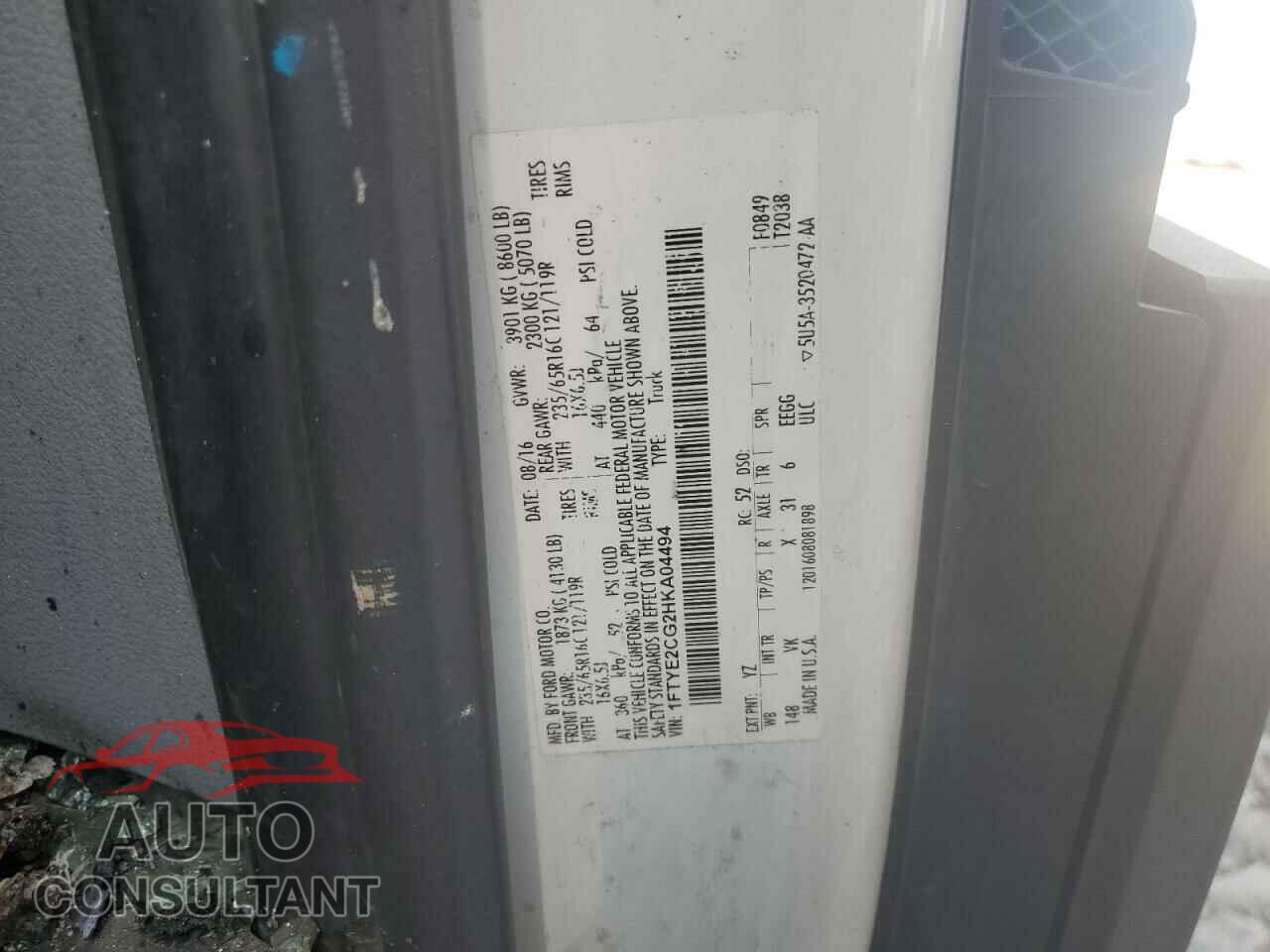 FORD TRANSIT 2017 - 1FTYE2CG2HKA04494