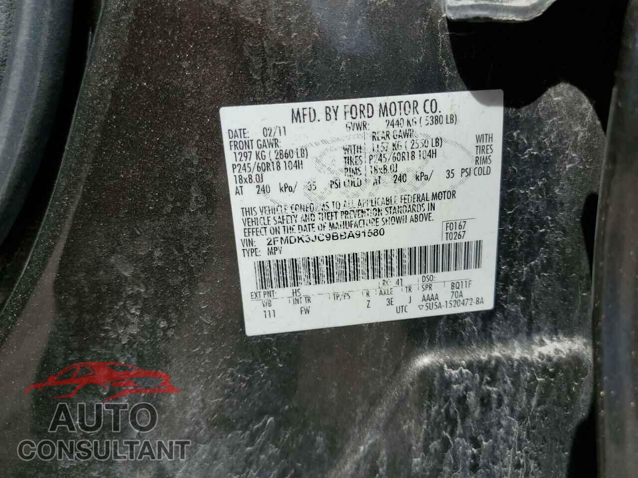 FORD EDGE 2011 - 2FMDK3JC9BBA91580