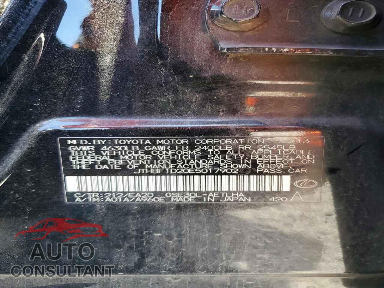 LEXUS IS 2014 - JTHBF1D20E5017902