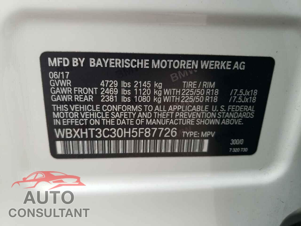 BMW X1 2017 - WBXHT3C30H5F87726