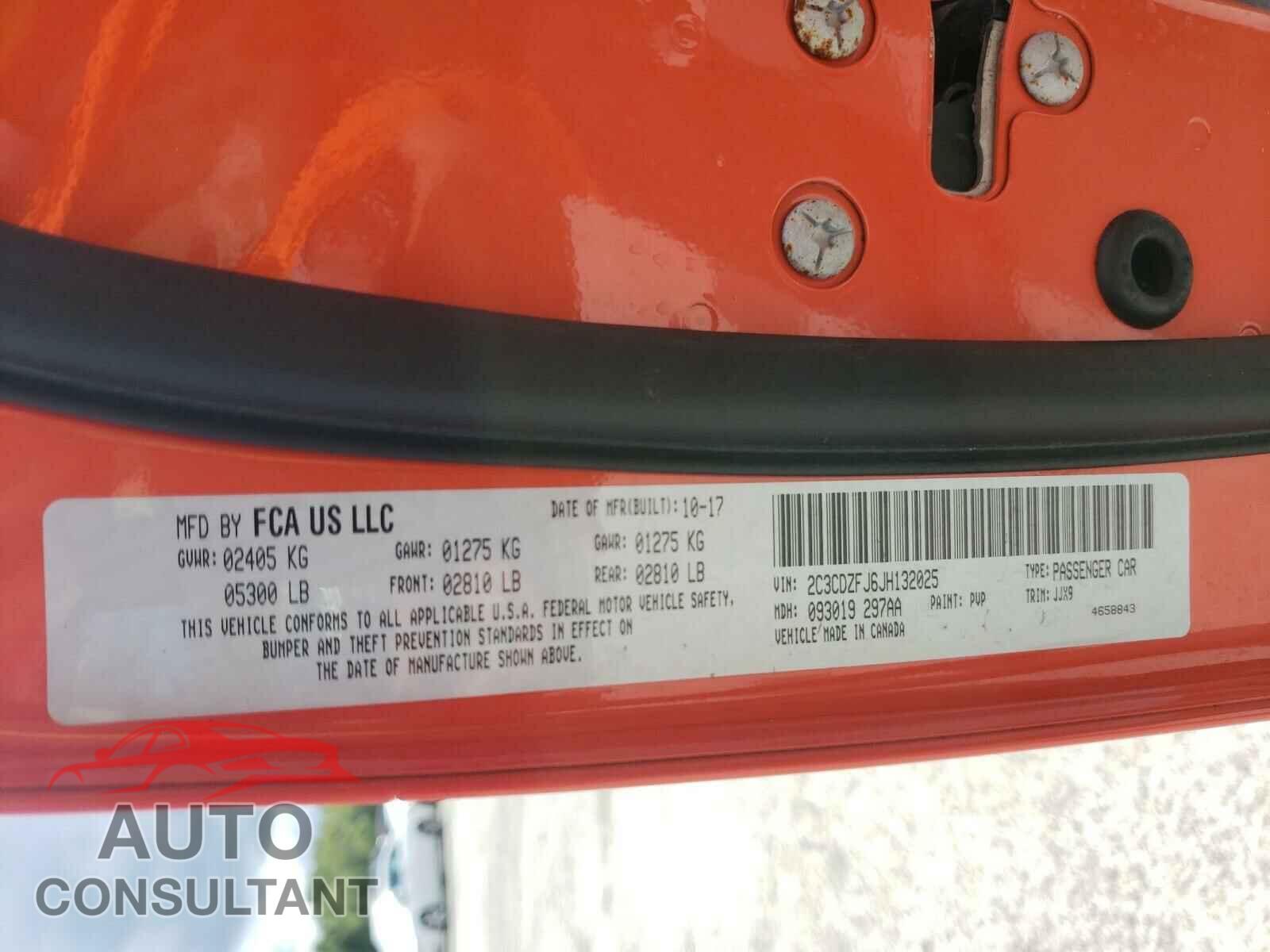 DODGE CHALLENGER 2018 - 2C3CDZFJ6JH132025
