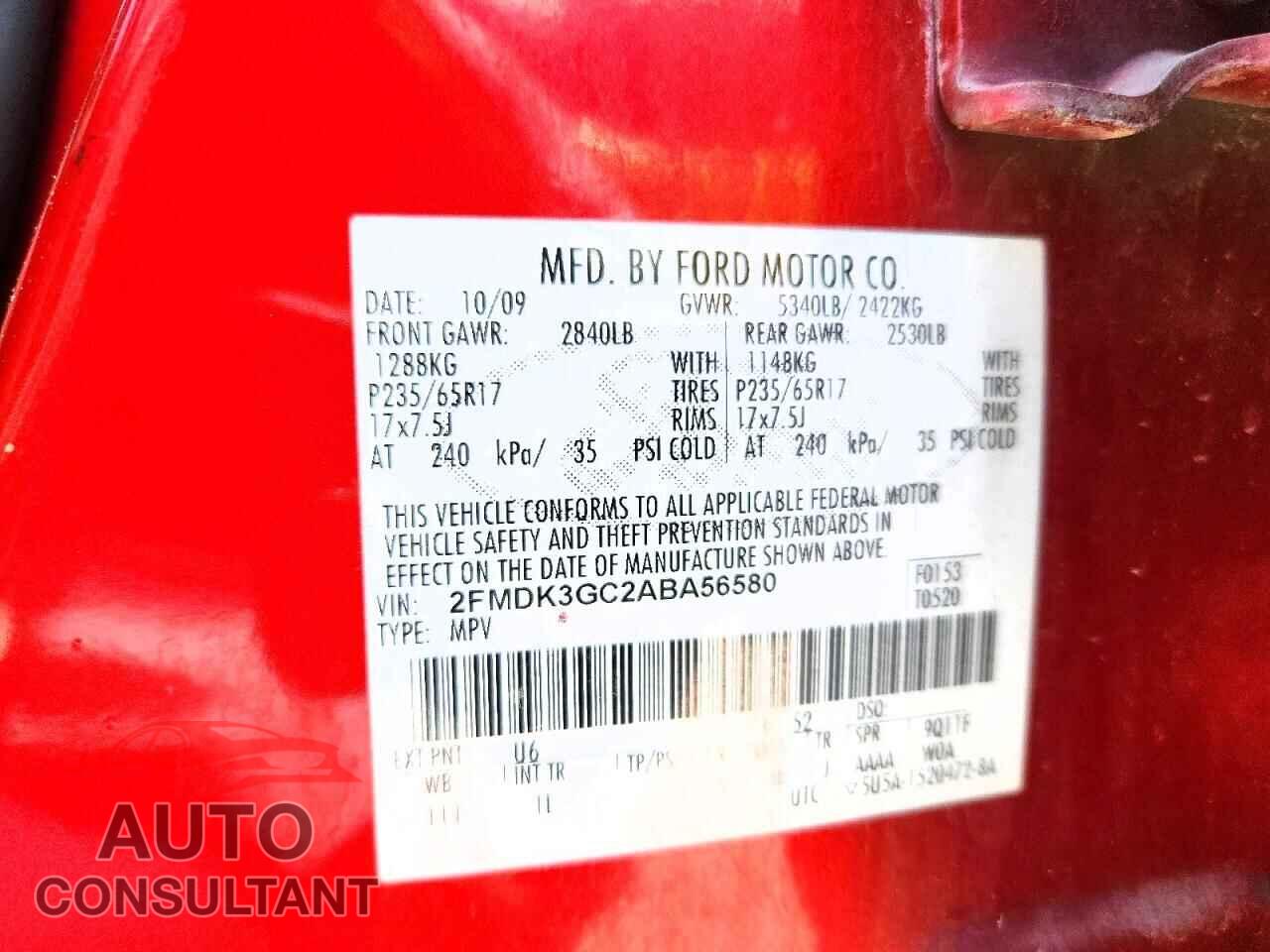 FORD EDGE 2010 - 2FMDK3GC2ABA56580