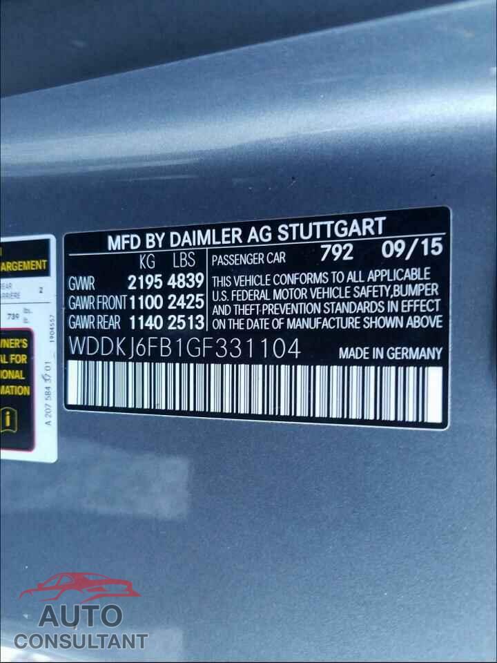 MERCEDES-BENZ E CLASS 2016 - WDDKJ6FB1GF331104
