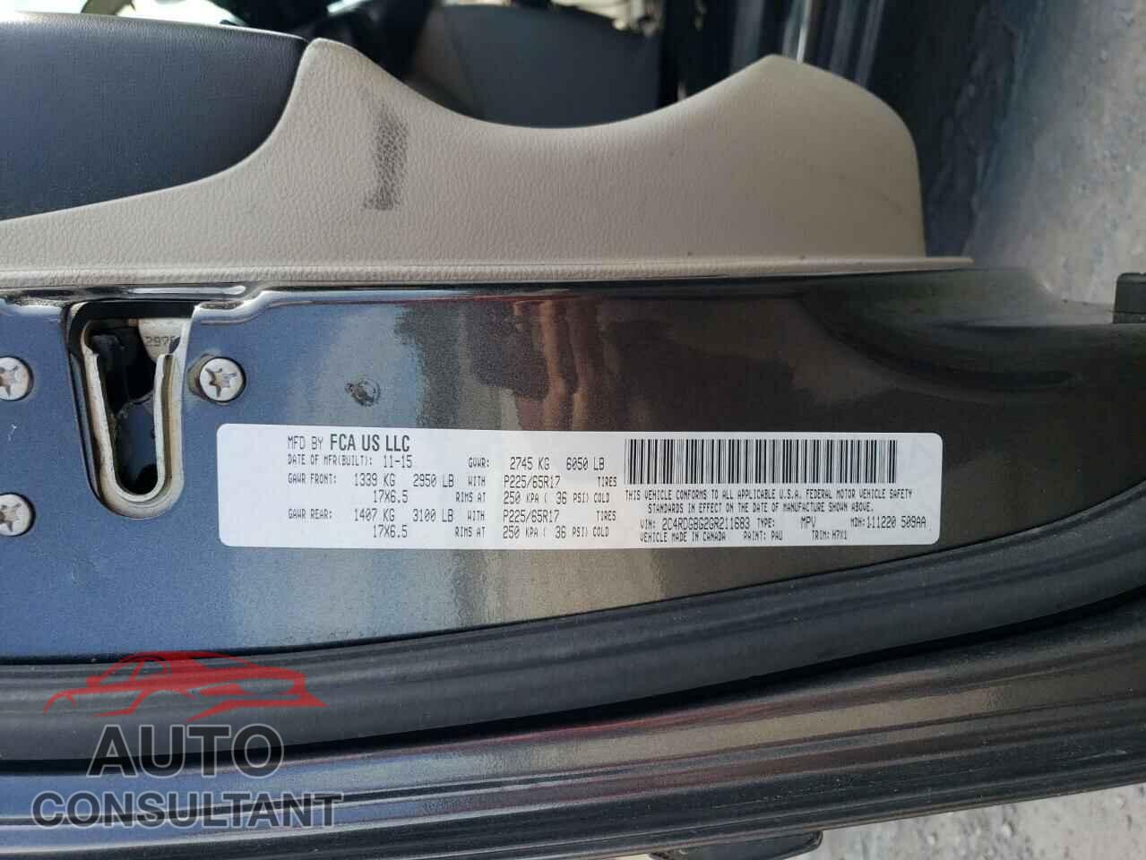 DODGE CARAVAN 2016 - 2C4RDGBG2GR211683