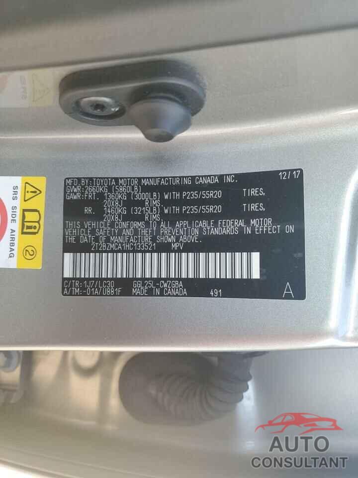 LEXUS RX350 2017 - 2T2BZMCA1HC133521