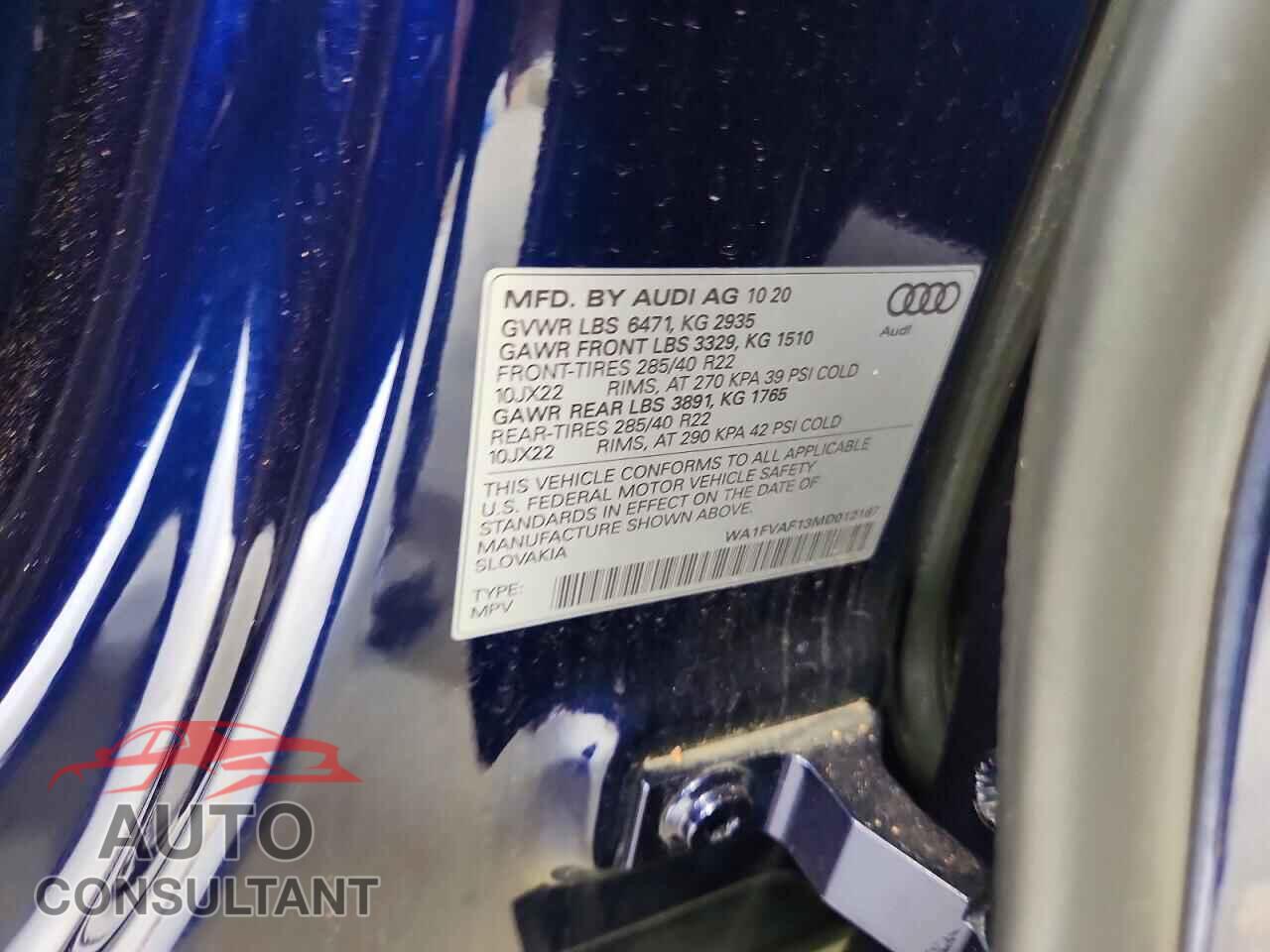 AUDI Q8 2021 - WA1FVAF13MD012167