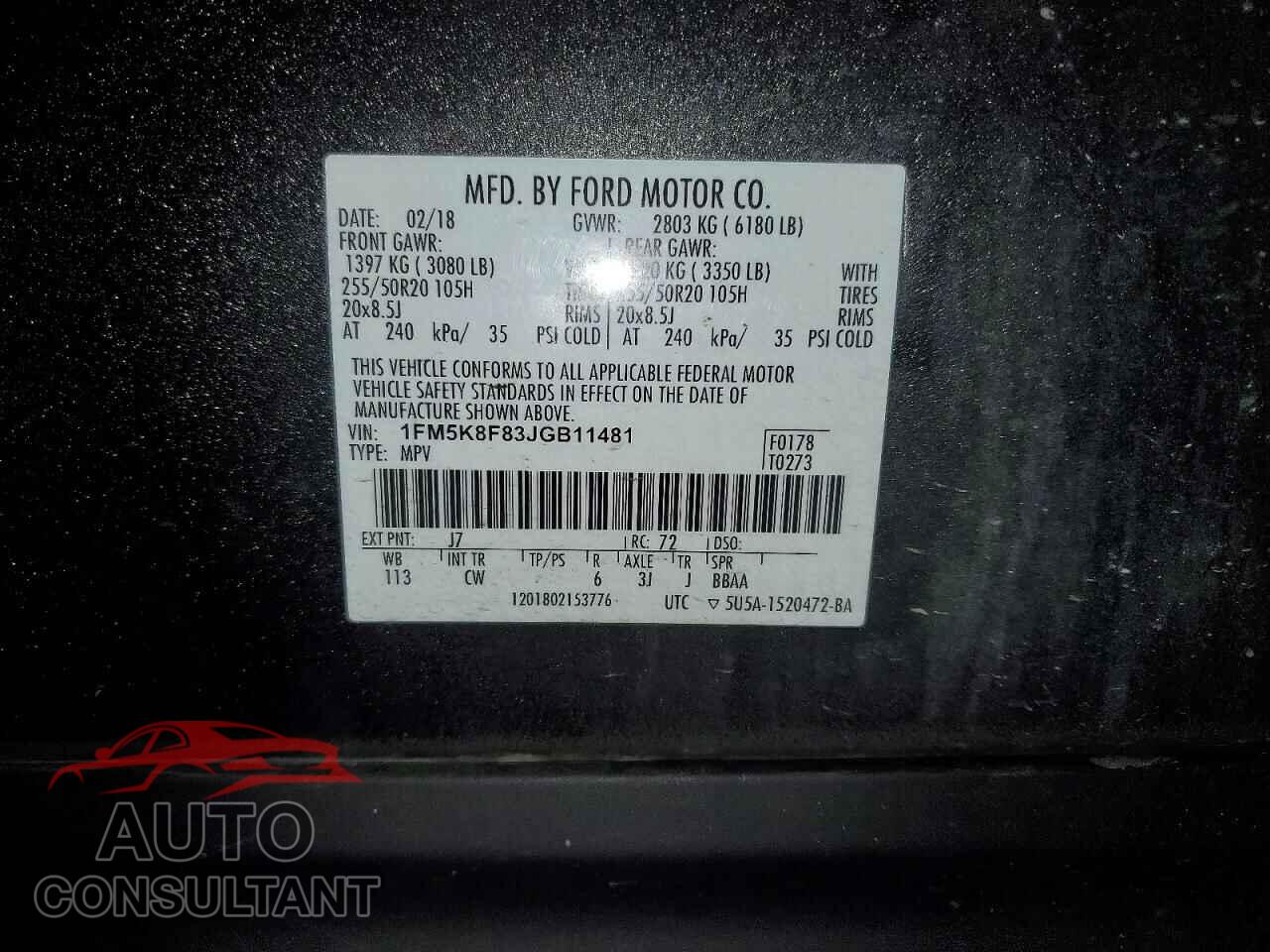 FORD EXPLORER 2018 - 1FM5K8F83JGB11481