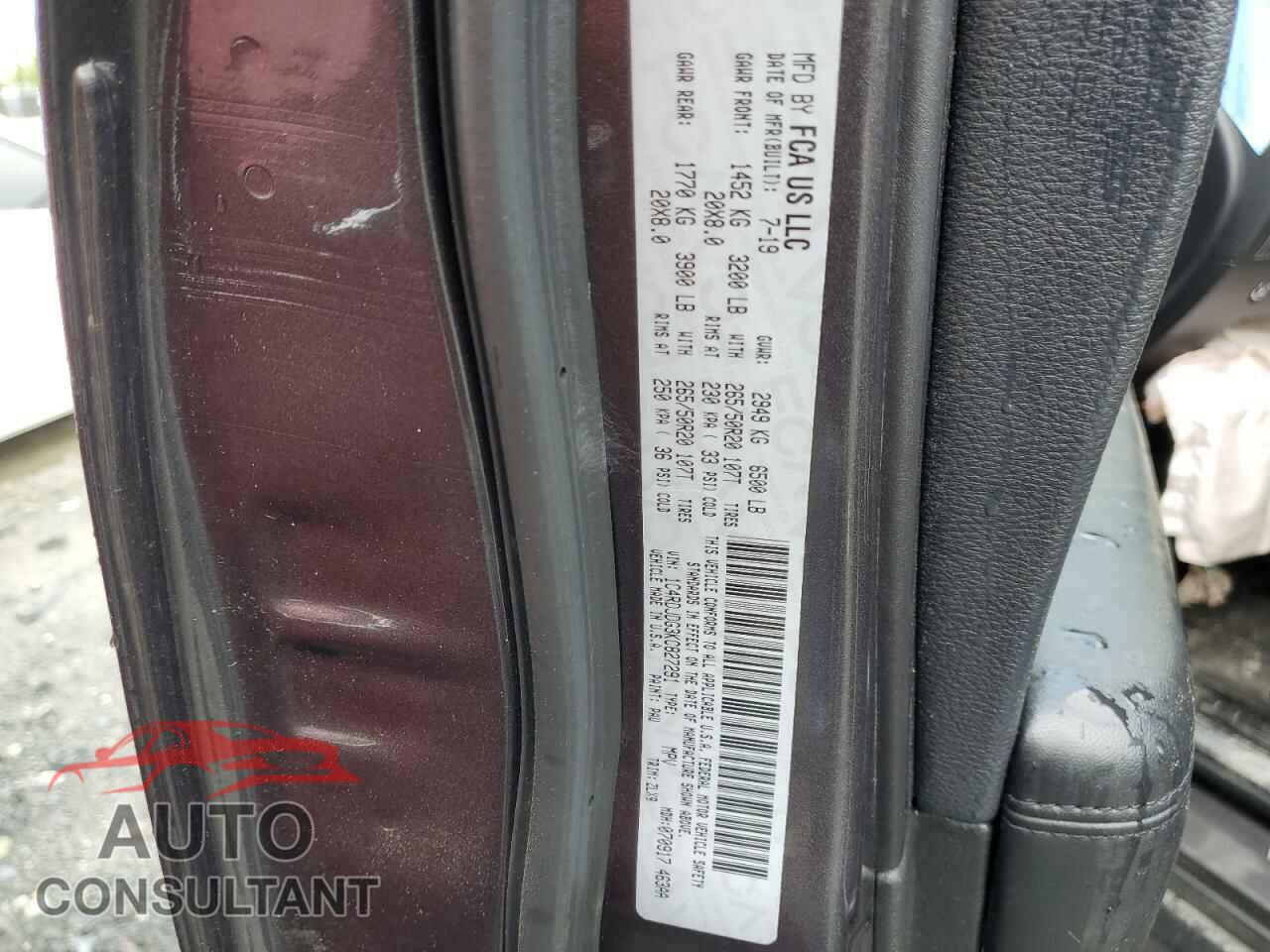 DODGE DURANGO 2019 - 1C4RDJDG3KC827291