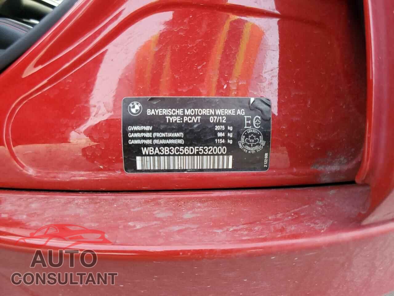 BMW 3 SERIES 2013 - WBA3B3C56DF532000