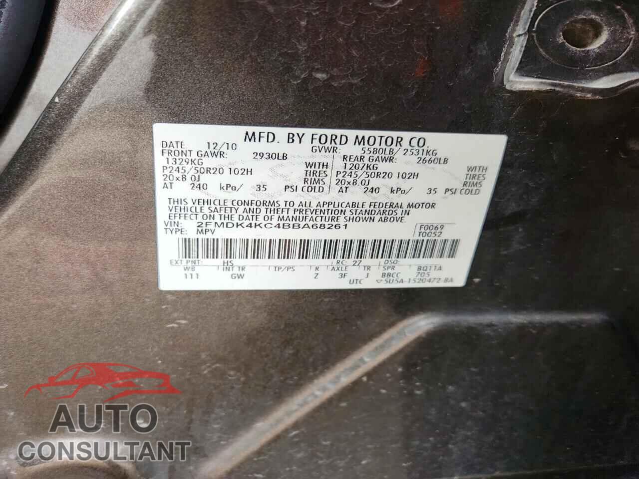 FORD EDGE 2011 - 2FMDK4KC4BBA68261