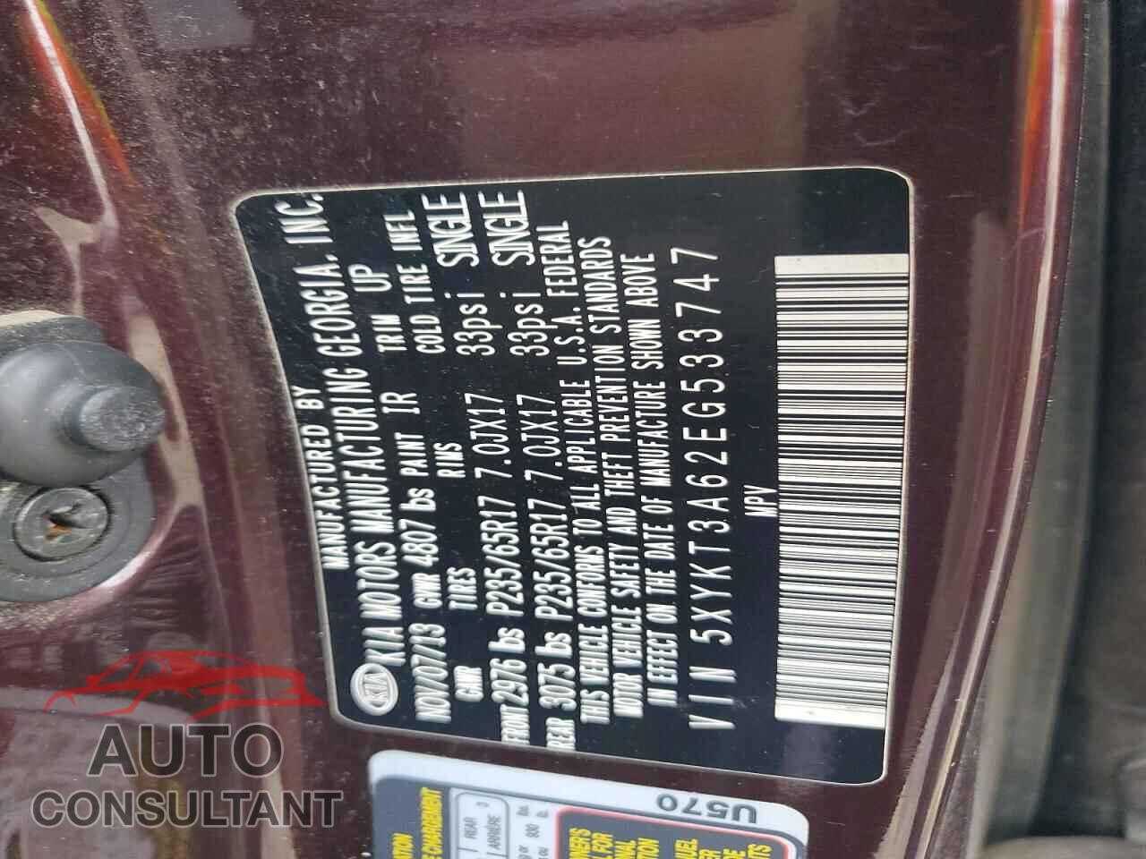 KIA SORENTO 2014 - 5XYKT3A62EG533747
