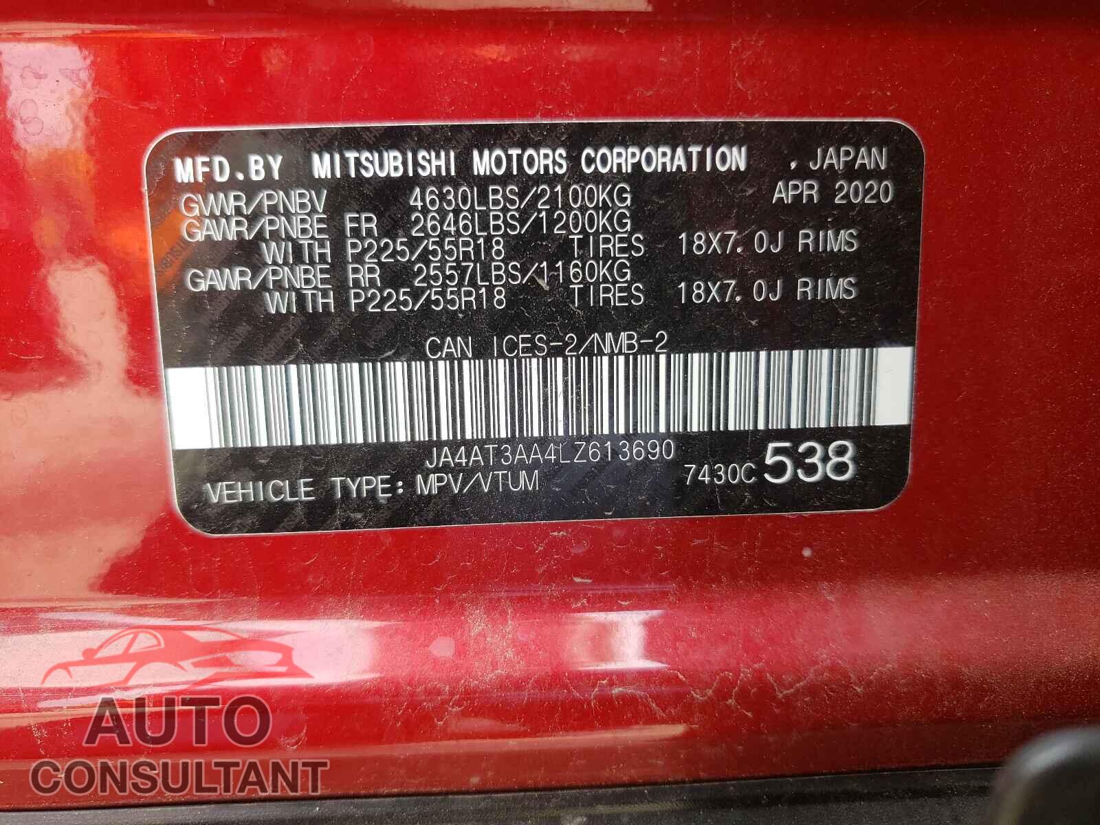 MITSUBISHI ECLIPSE 2020 - JA4AT3AA4LZ613690