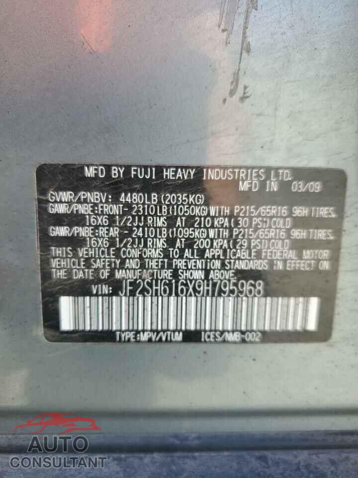SUBARU FORESTER 2009 - JF2SH616X9H795968