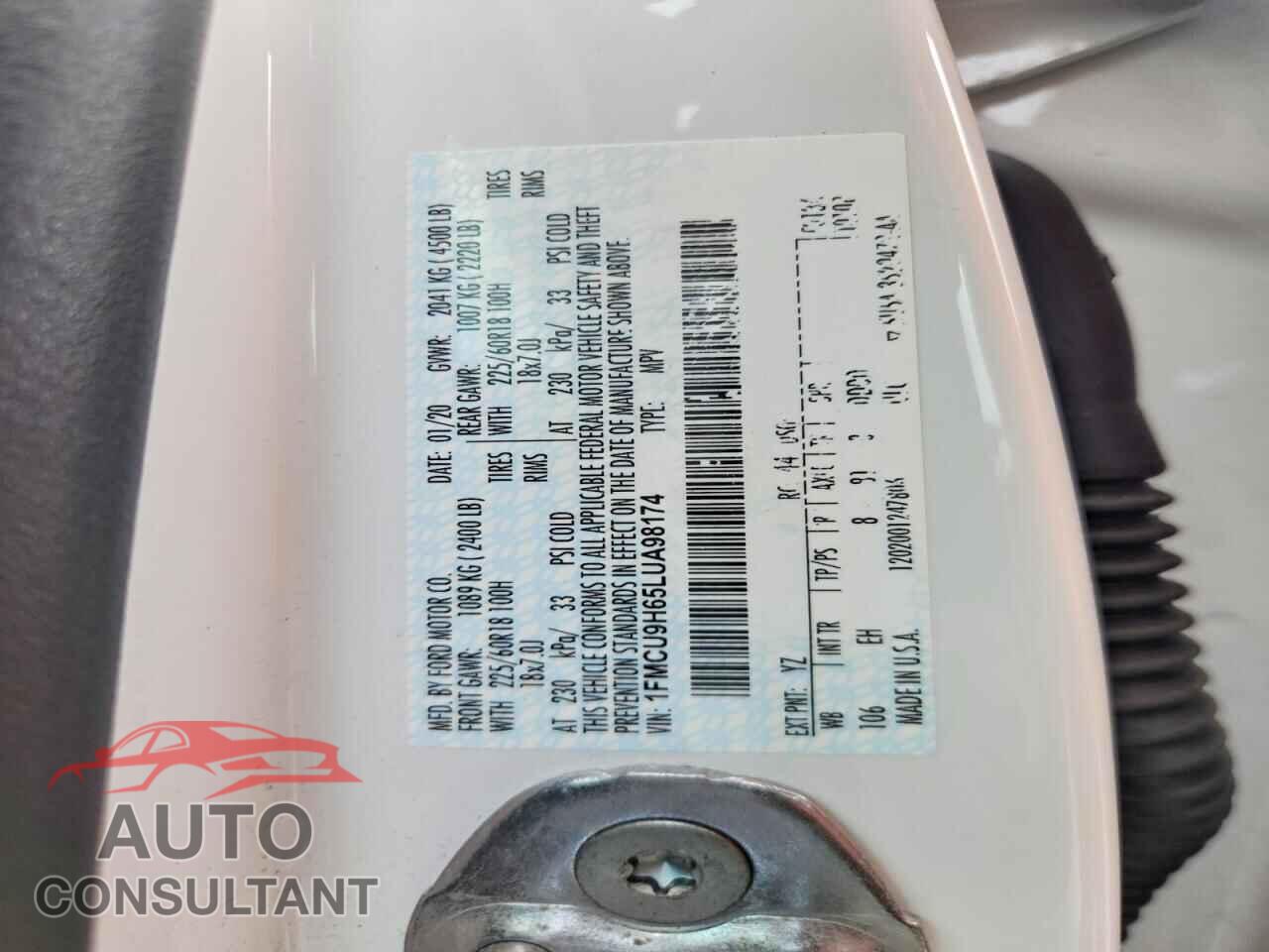 FORD ESCAPE 2020 - 1FMCU9H65LUA98174