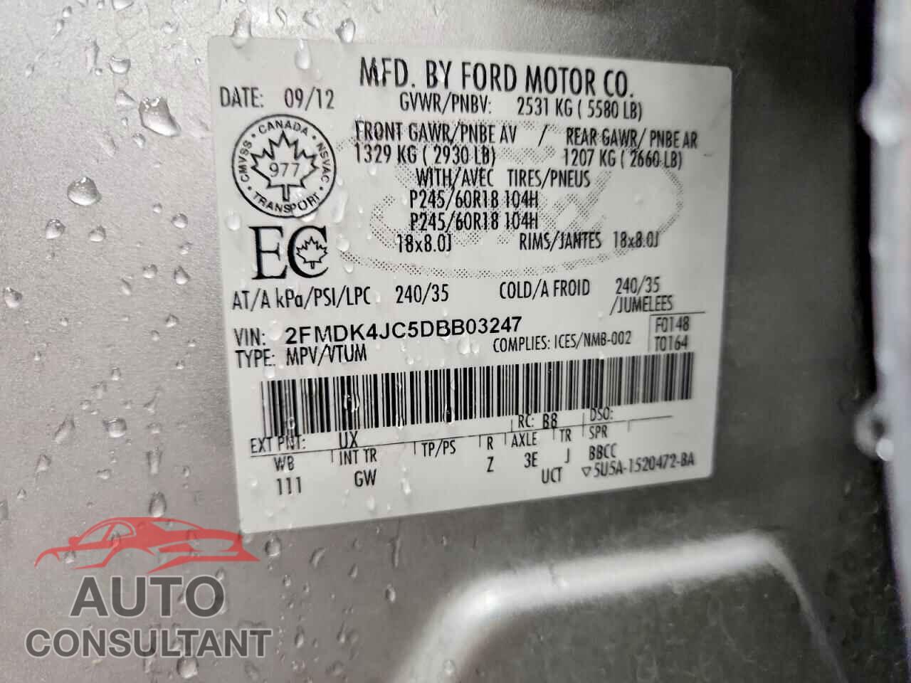FORD EDGE 2013 - 2FMDK4JC5DBB03247