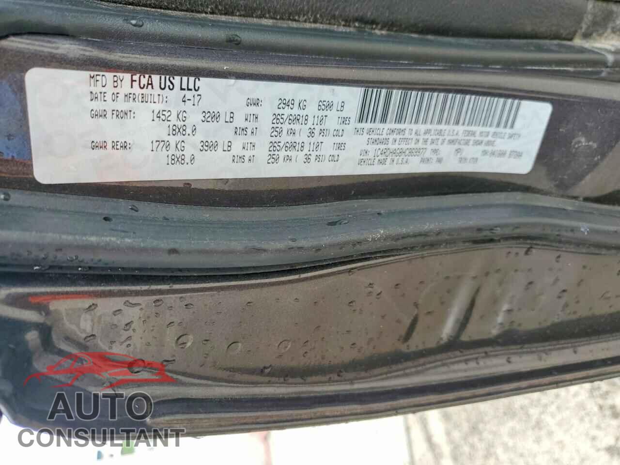 DODGE DURANGO 2017 - 1C4RDHAG8HC869977