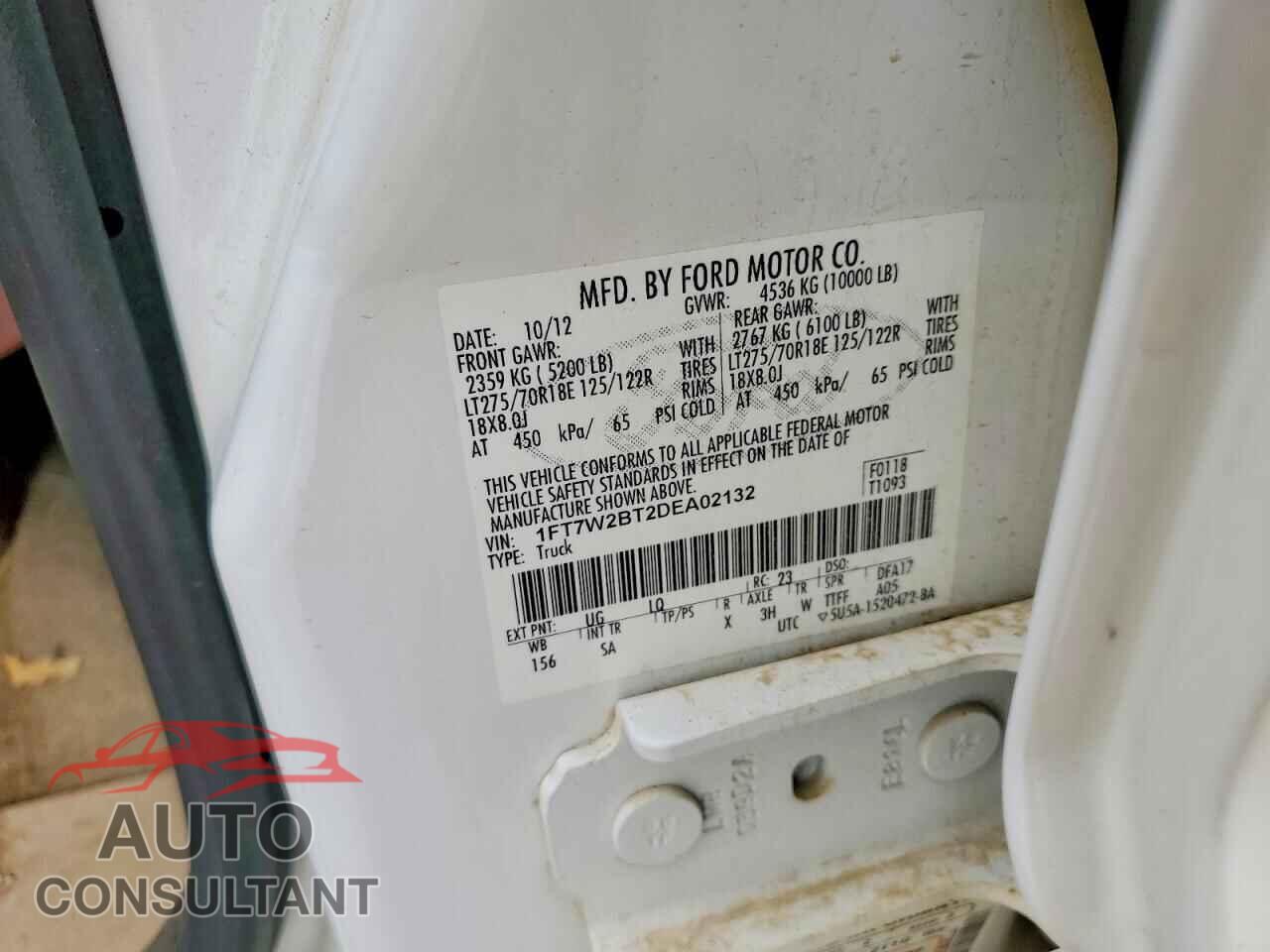 FORD F250 2013 - 1FT7W2BT2DEA02132