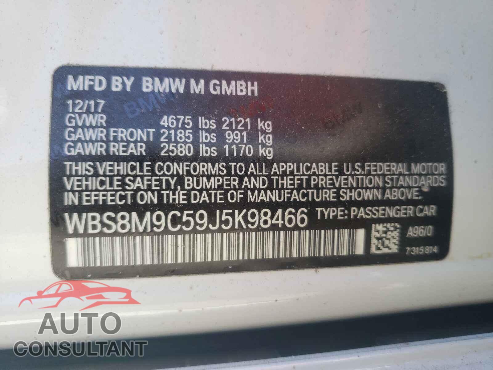BMW M3 2018 - WBS8M9C59J5K98466