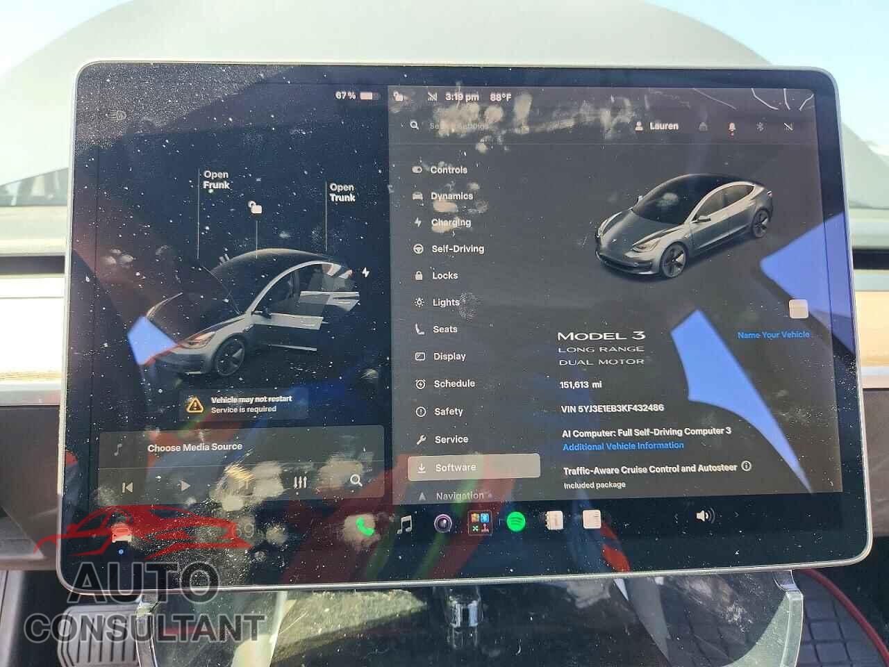 TESLA MODEL 3 2019 - 5YJ3E1EB3KF432486
