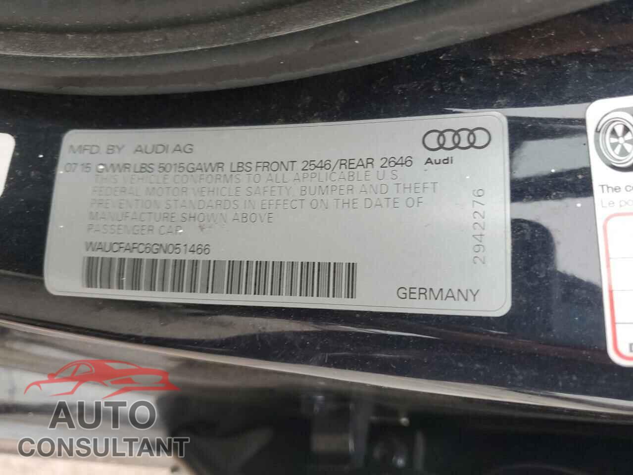 AUDI A6 2016 - WAUCFAFC6GN051466