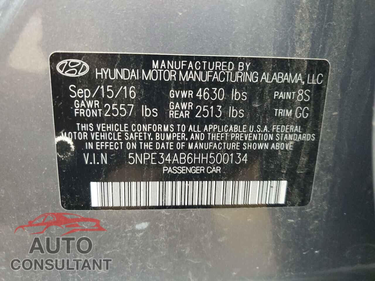 HYUNDAI SONATA 2017 - 5NPE34AB6HH500134