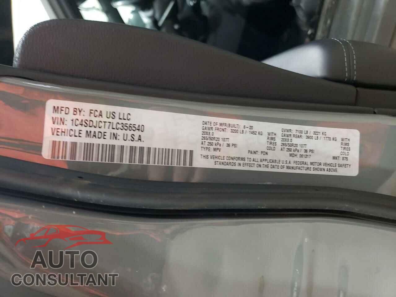 DODGE DURANGO 2020 - 1C4SDJCT7LC356540