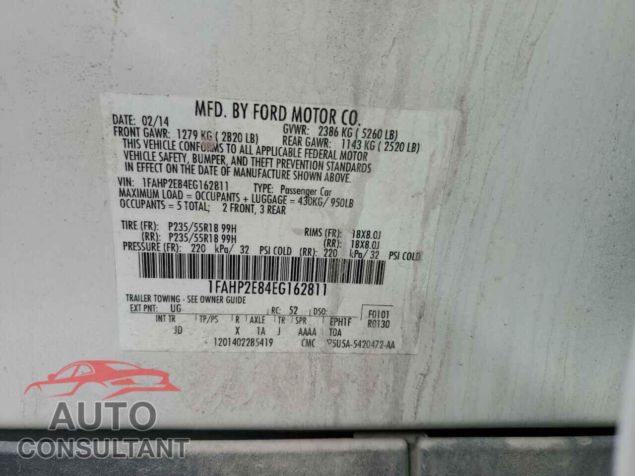 FORD TAURUS 2014 - 1FAHP2E84EG162811
