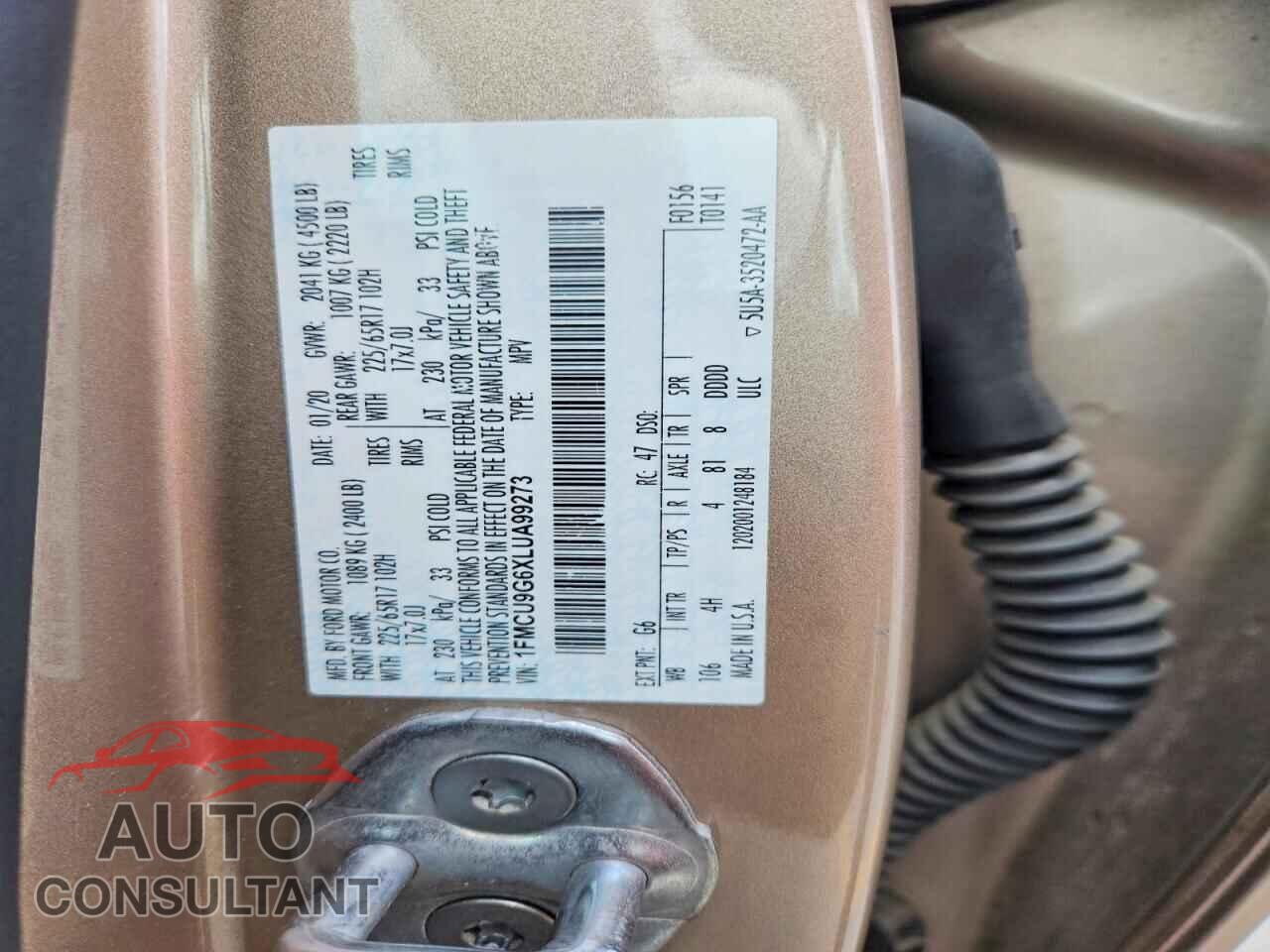 FORD ESCAPE 2020 - 1FMCU9G6XLUA99273