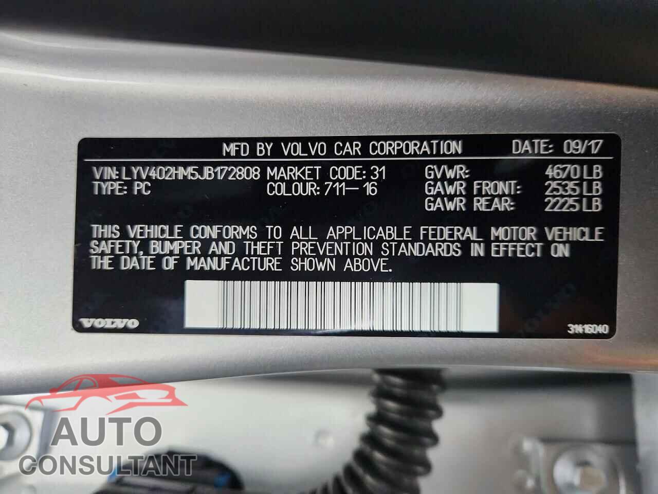 VOLVO S60 2018 - LYV402HM5JB172808