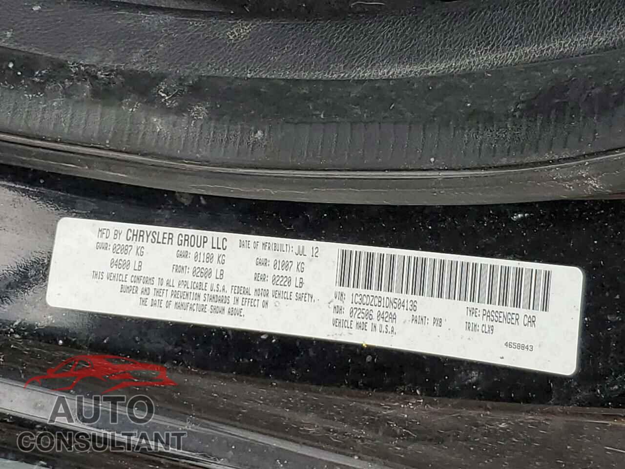 DODGE AVENGER 2013 - 1C3CDZCB1DN504136