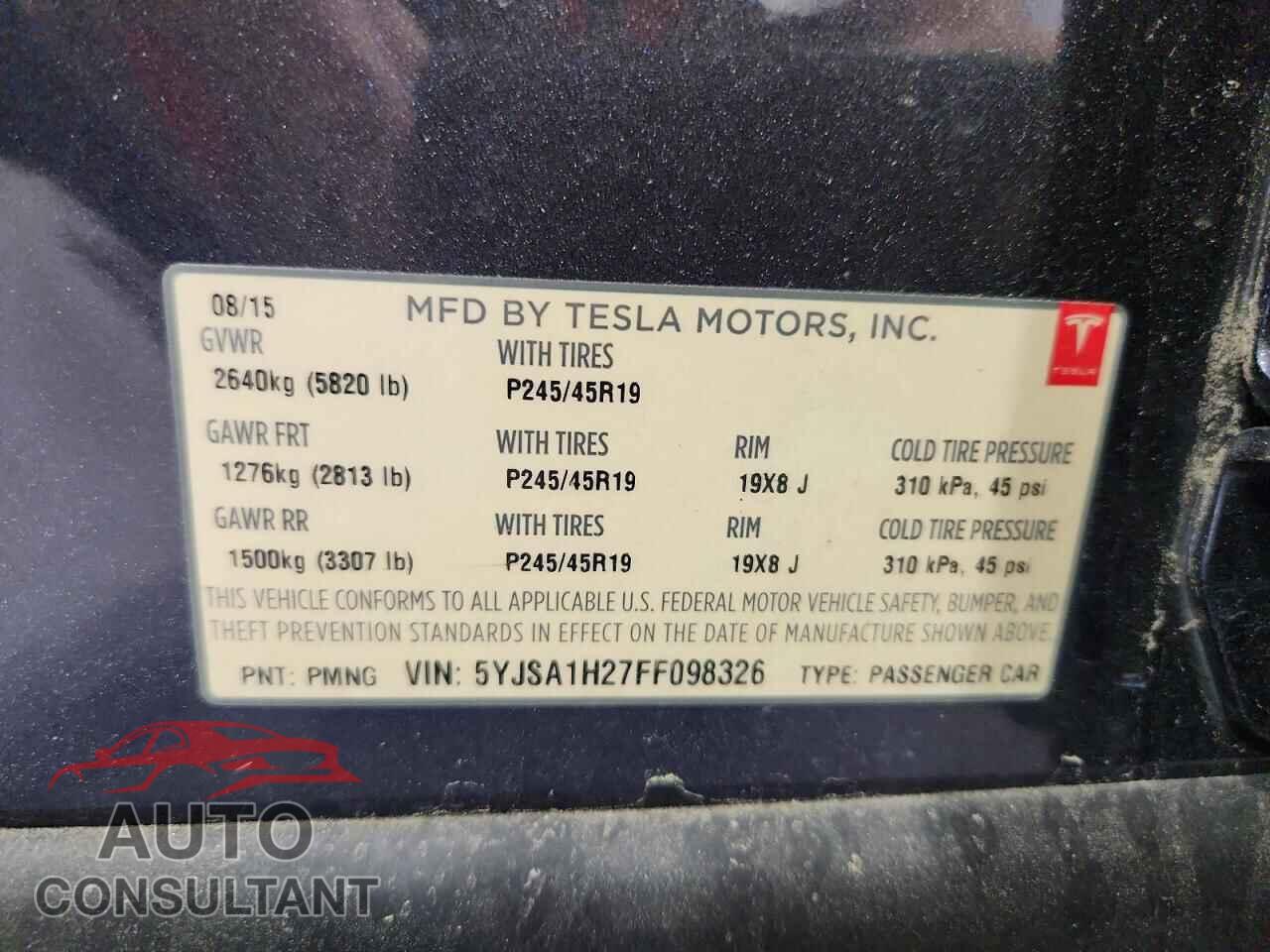 TESLA MODEL S 2015 - 5YJSA1H27FF098326