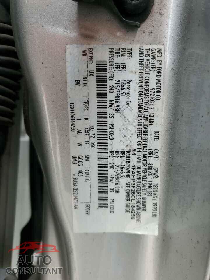 FORD FOCUS 2012 - 1FAHP3F26CL184250