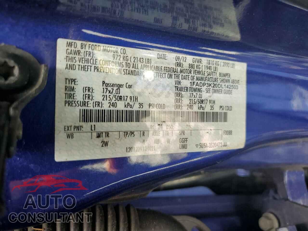 FORD FOCUS 2013 - 1FADP3K20DL142503