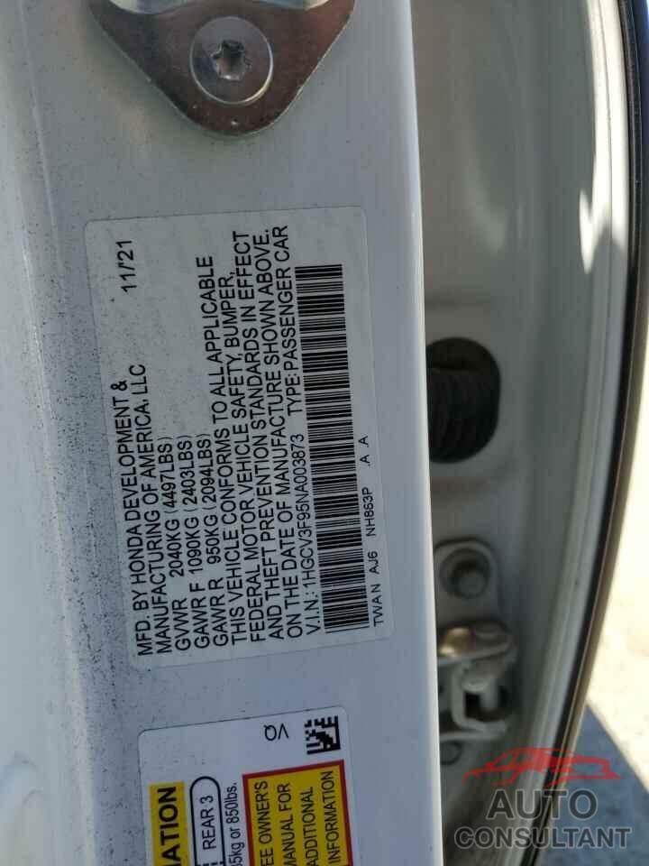HONDA ACCORD 2022 - 1HGCV3F95NA003873