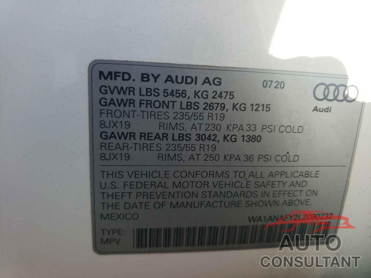 AUDI Q5 2020 - WA1ANAFY2L2090232