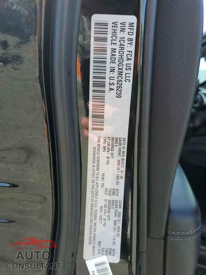 DODGE DURANGO 2021 - 1C4RDHDGXMC626239