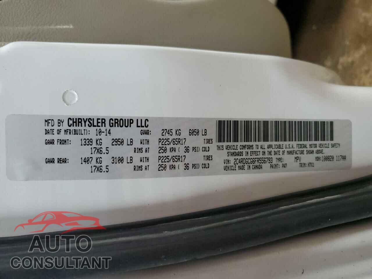 DODGE CARAVAN 2015 - 2C4RDGCG6FR556793
