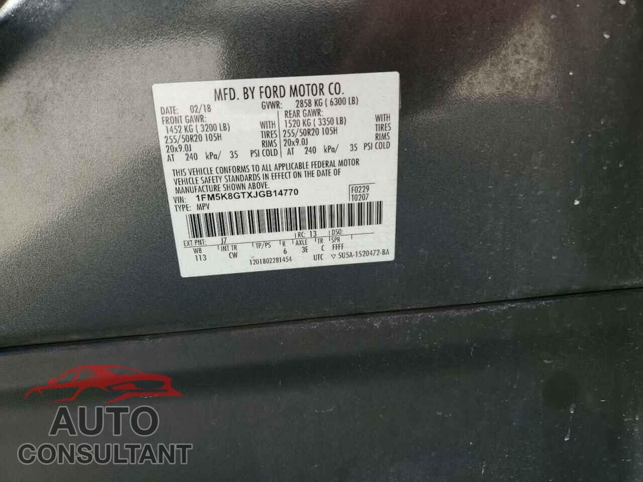 FORD EXPLORER 2018 - 1FM5K8GTXJGB14770