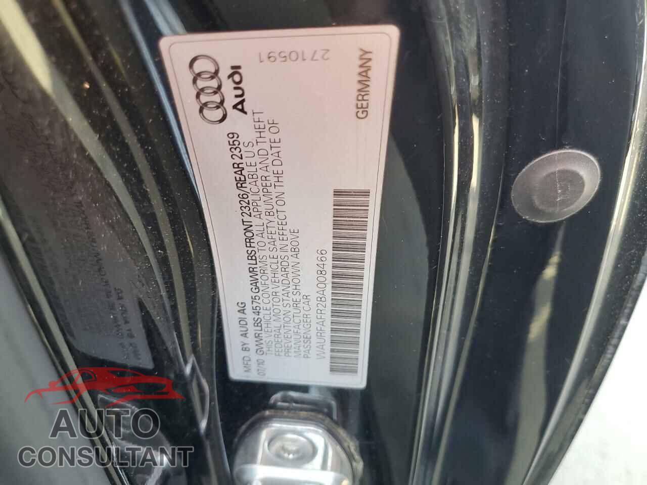 AUDI A5 2011 - WAURFAFR2BA008466