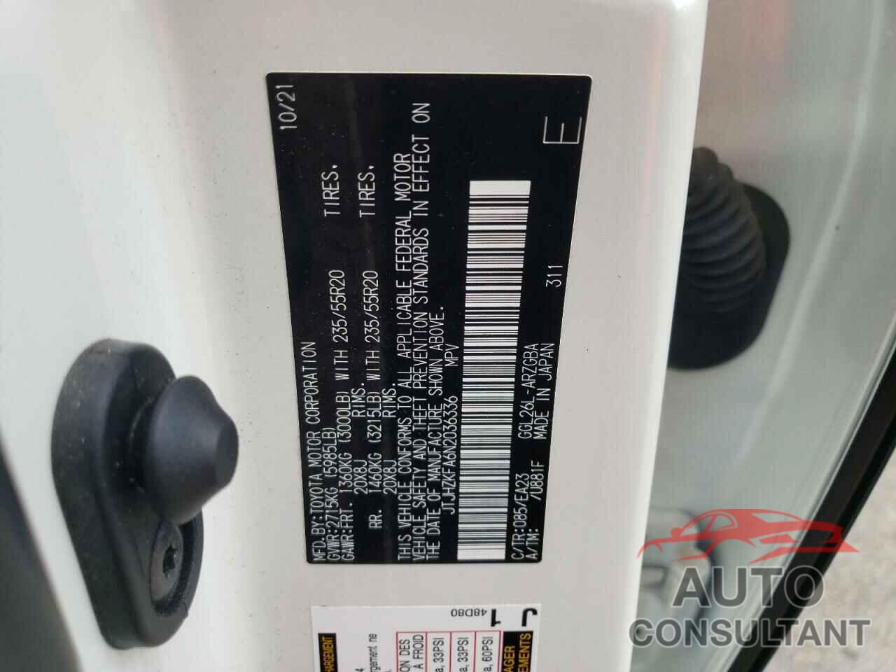 LEXUS RX350 2022 - JTJHZKFA6N2036336