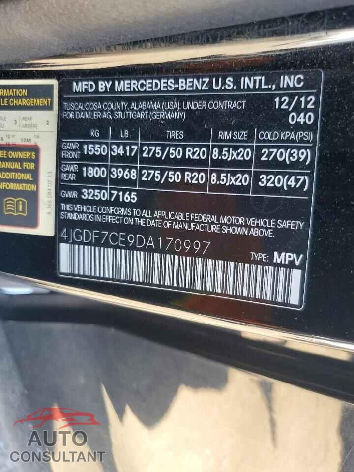MERCEDES-BENZ GL-CLASS 2013 - 4JGDF7CE9DA170997