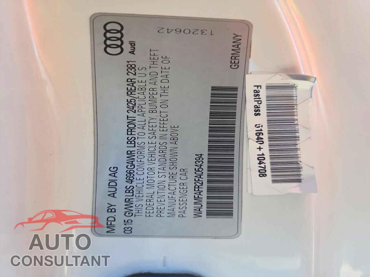 AUDI A5 2015 - WAUMFAFR2FA054394