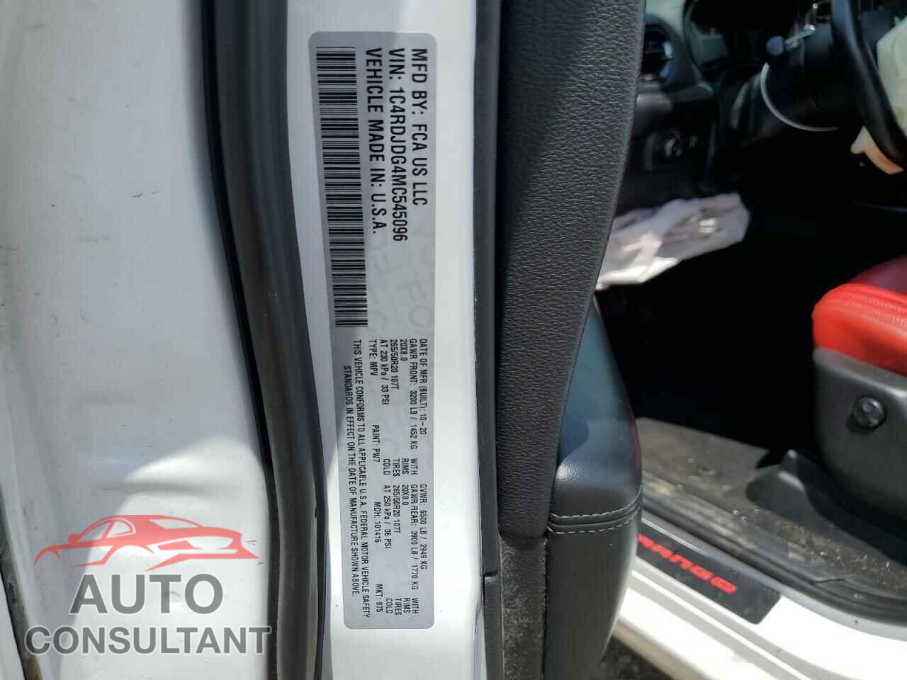 DODGE DURANGO 2021 - 1C4RDJDG4MC545096