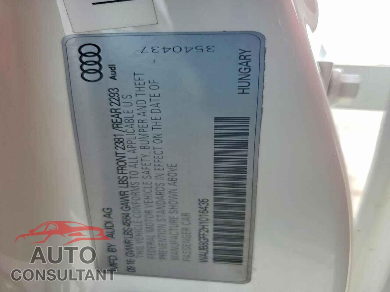 AUDI A3 2017 - WAUB8GFF2H1016435
